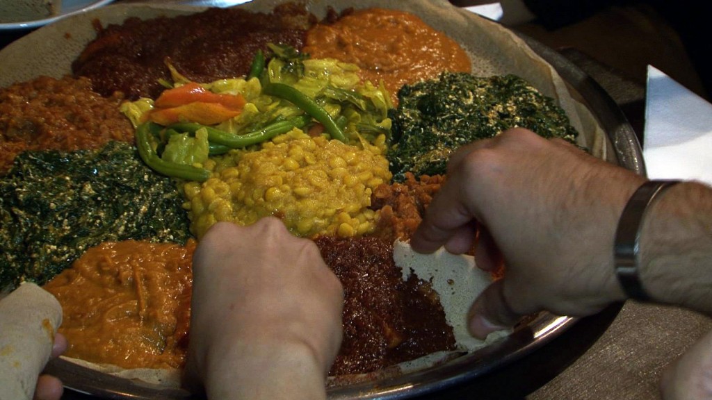 A vegetarian maadi (meal) in the Eritrean restaurant